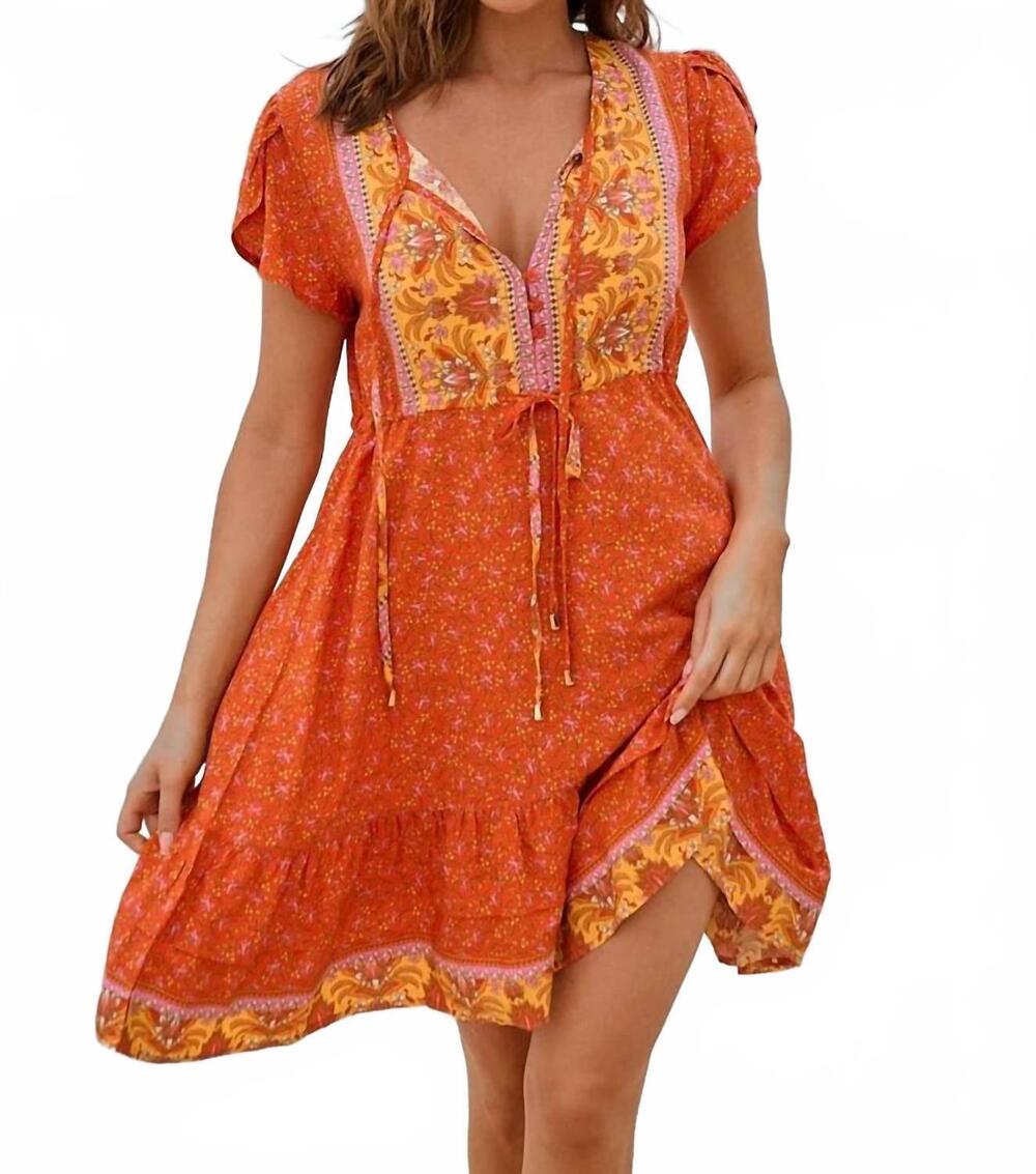 NEW JAASE summer solstice faithful mini dress in orange
